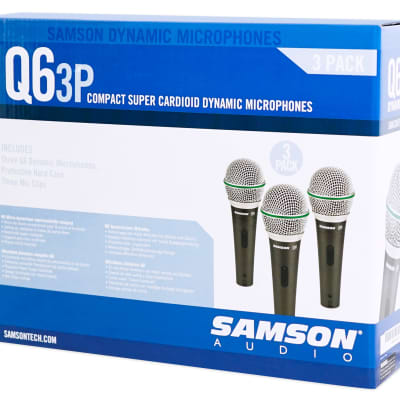 SAMSON Q6 3-Pack Dynamic Vocal Cardioid Handheld Microphones+Mic Clips+Foam Case image 7