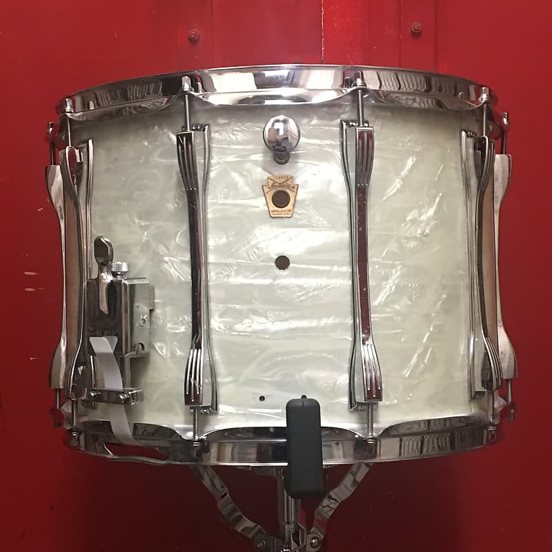 Ludwig 14x10 Concert Snare Drum 1969 White Marine Pearl Reverb