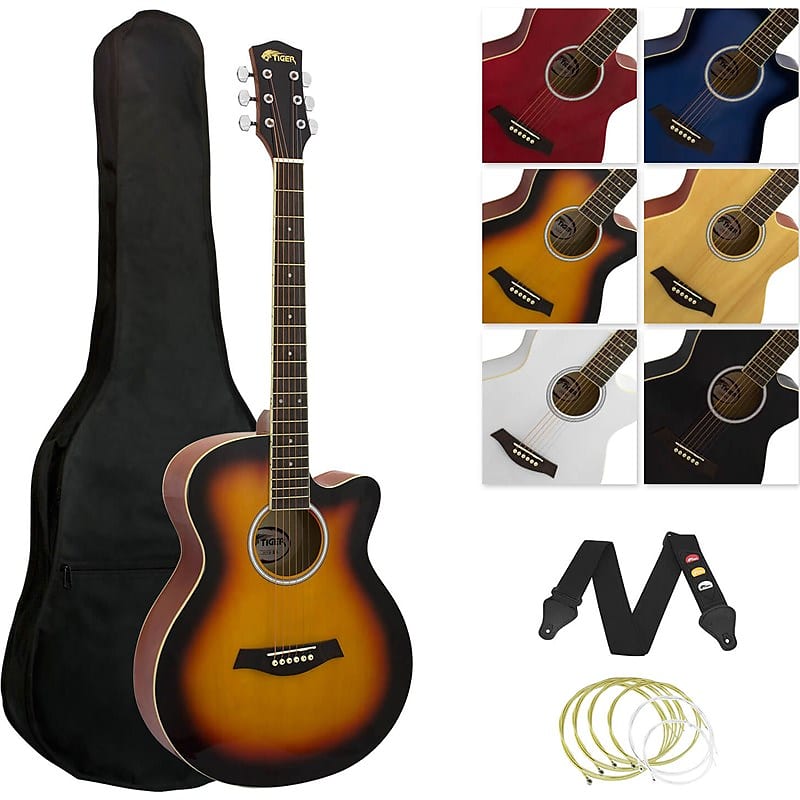 Tiger ACG3 Acoustic Guitar Pack for Beginners, Full Size, Sunburst image 1