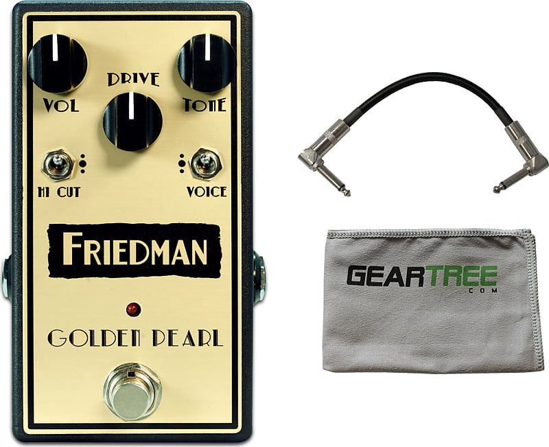 Friedman Golden Pearl Overdrive Pedal w/ Geartree Cloth and Cable