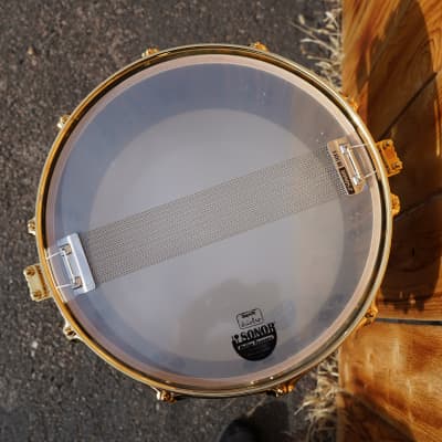 SONOR SQ2 Yellow Tribal/Ebony Heavy Beech Shell | Gold Plated Hardware | 6.5" x 14" Exotic Snare image 9