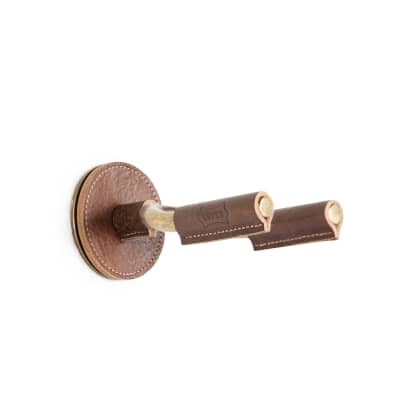 Levys Brass Forged Guitar Hanger | Brown Leather for sale