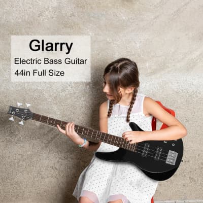 Glarry Black GIB 4 String Bass Guitar Full Size HH Pickup image 8