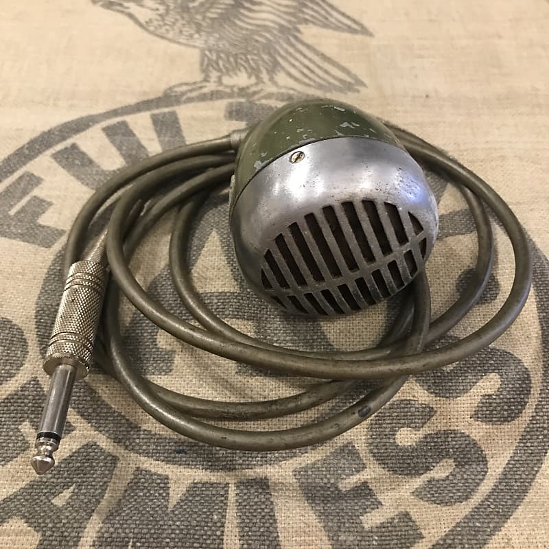 Vintage 1960's Shure Model 520 SL Green Bullet Microphone Harp-Harmonica Mic