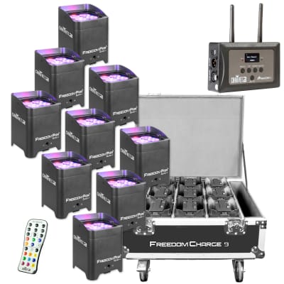 Chauvet DJ Freedom Par Quad-4 RGBA LED Lights (9 Pack) with Charge 9 Case and FlareCON Air Transmit image 5