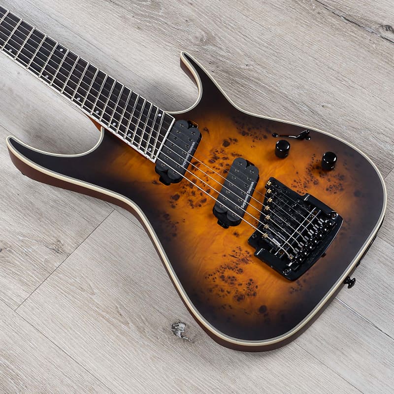 Dean Exile Select 7-String Multiscale Kahler Guitar, Satin Natural Black Burst image 1