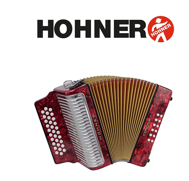 Hohner Corona II Classic EAD Button Accordion Pearl Red Reverb