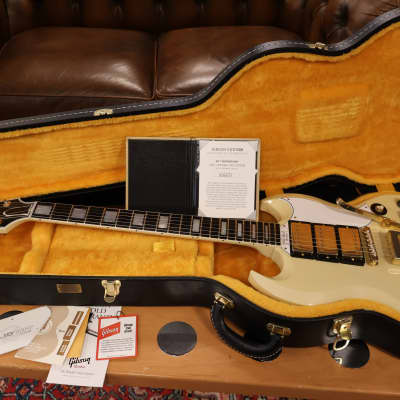 Gibson 60th Anniversary 1961 SG Les Paul Custom Polaris White Sideways Vibrola (USED) image 8