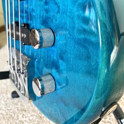 JB Player Professional Series Electric Bass Guitar Translucent Blue with GIG BAG image 7