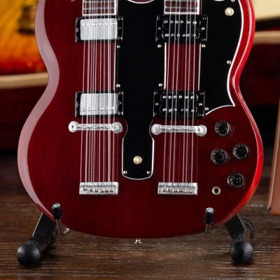Gibson SG EDS-1275 Doubleneck Cherry Handcrafted 1:4 Scale Mini Guitar Model image 4