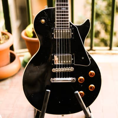 Pearl Les Paul Custom 1980 black Lawsuit Japan Gibson Copy Vintage image 1