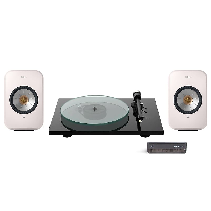 Pro-Ject: T2 Super Phono / KEF LSX II / Turntable Package Black Turntable / White Speakers  			