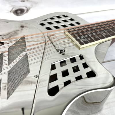 Royall Trifecta TC-14 Bright Mirror Nickel Finish Cutaway 12 String Tricone Resonator Guitar With Pickup image 12