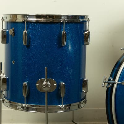 1960s Rogers Swingtime Blue Sparkle Pearl Drum Set image 6