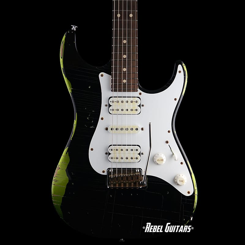 2017 Suhr Guitars Standard Antique in Black Over Cactus Green Relic Strat