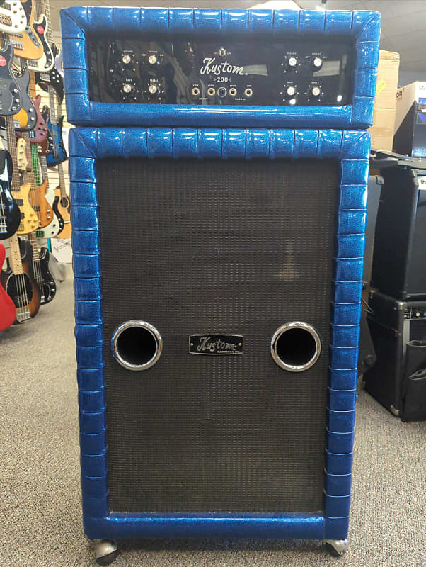 Kustom 200 Bass Amp and Blue Sparkle 2x15 Vintage Reverb