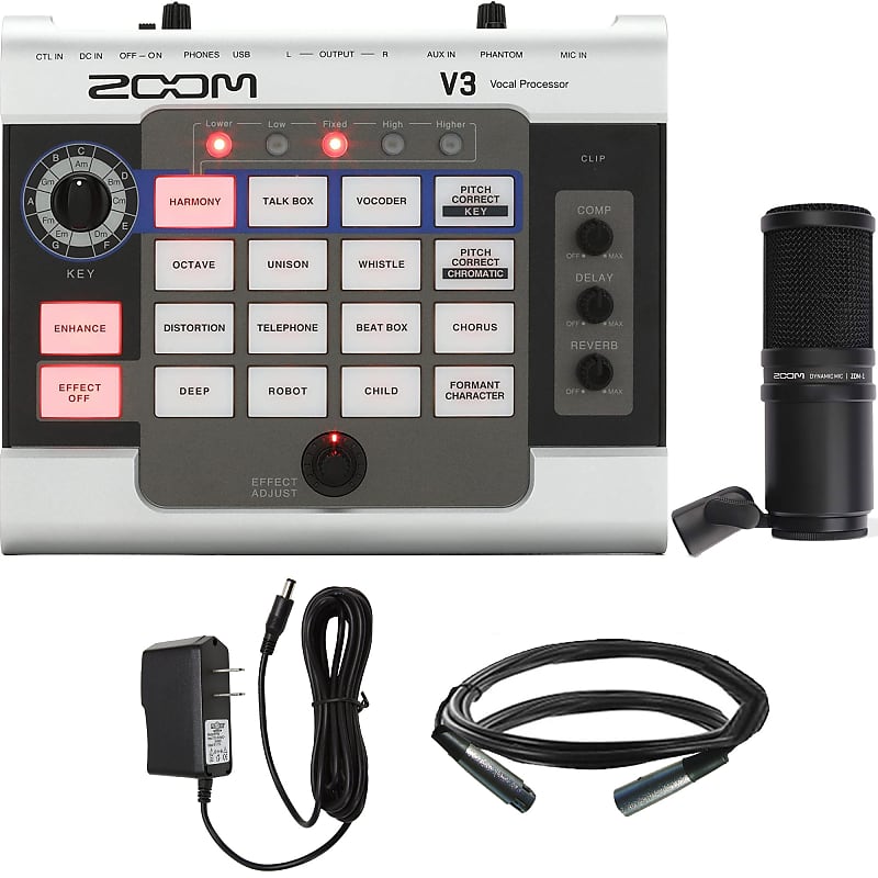 Zoom V3 Vocal Processor + ZDM-1 Dynamic Microphone + 9V DC 1000ma