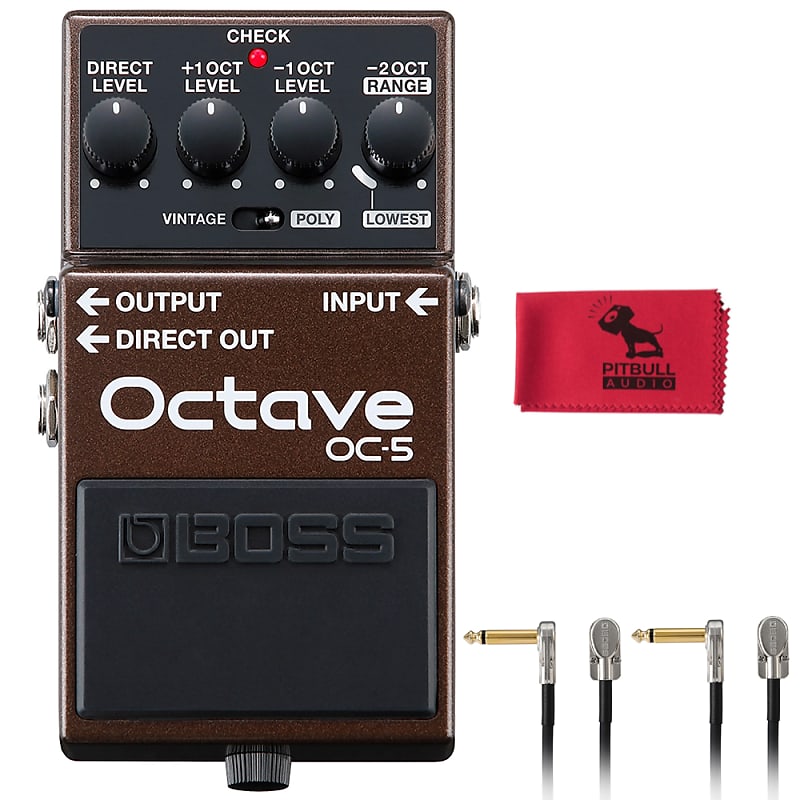 BOSS OC-5 Octave Guitar / Bass Effect Pedal w/ Patch Cables 