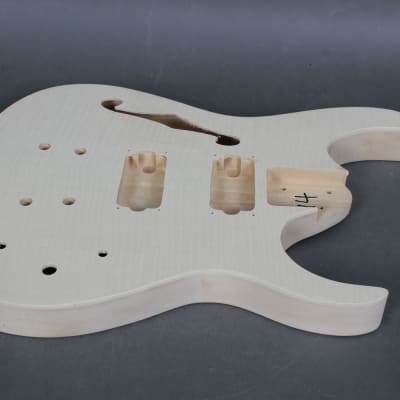 Unbranded Flamed Top  Semi Hollow body Electric Guitar DIY Kit  Natural Unfinished image 6