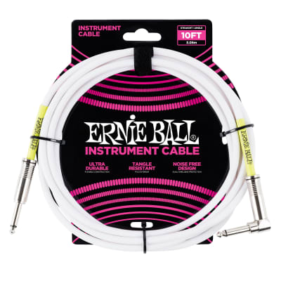 Ernie Ball 6049 Ultraflex 10' Straight/Angle Instrument Cable, White image 1