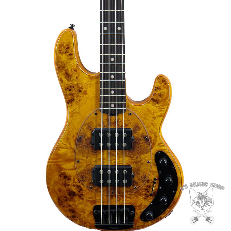 Sterling by Music Man StingRay 5 HH RAY35HH Poplar Burl in Amber w/Gig Bag image 1