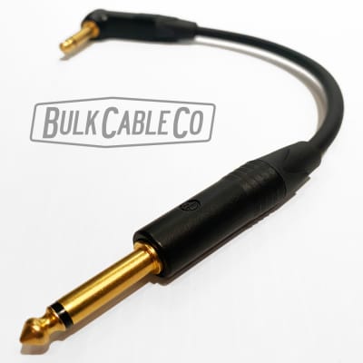 Mogami 2524 - 1 FT Guitar Cable - Neutrik Gold Connectors -  Right Angle RA Plug To Straight ST End image 4