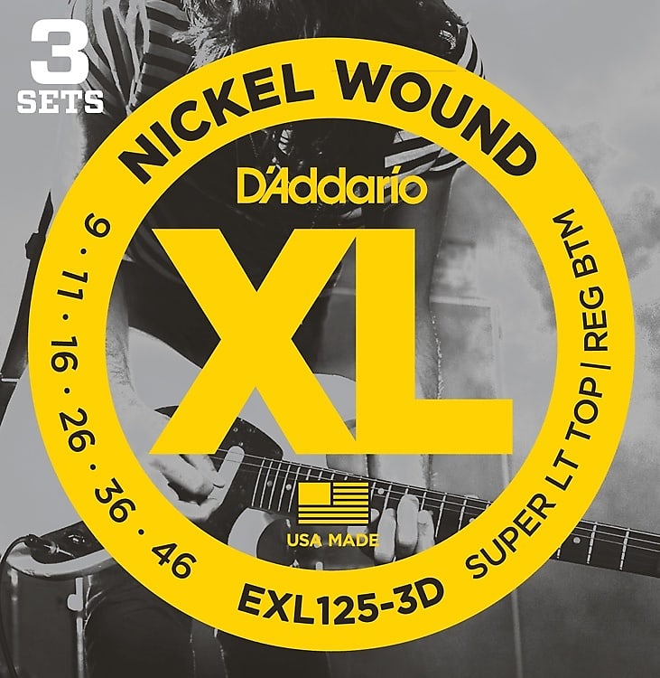 D'Addario EXL125 XL Nickel Wound Electric Guitar Strings - .009-.046 Super Light Top/Regular Bottom (3-pack) image 1
