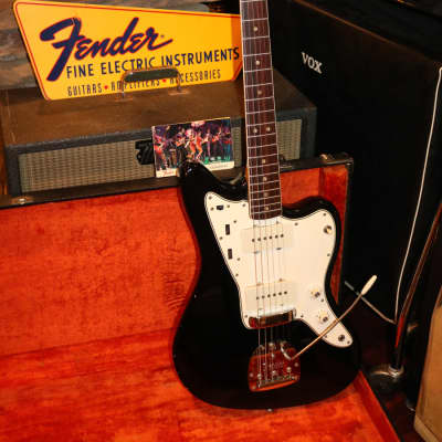 1966 Fender  Jazzmaster  Rare  Black finish with Matching Headstock image 2