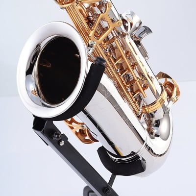 OPUS 351NL Eb ALTO SAXOPHONE, NICKEL PLATED BODY, DARK GOLD LACQUER KEYS, HIGH #F KEY,  LEATHER PADS, ABS CASE image 6