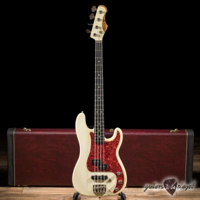 Shabat Panther PJ Bass w/ Roasted Flame Maple & Ebony – Olympic White for sale