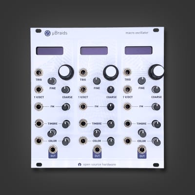 Triple uBraids - 3x Mutable Instruments Braids in 24HP feat. white gloss Magpie Modular panel image 1