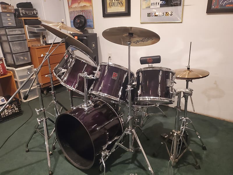 Premier Black Shadow resonator drum set 1983 wood lacquer Reverb