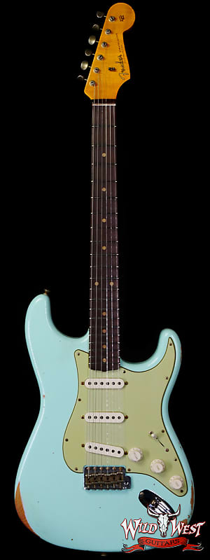 Fender Custom Shop 1962 Stratocaster Hand-Wound Pickups AAA Dark Rosewood Slab Board Relic Surf Green image 1