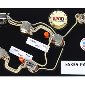 920D Custom Shop ES335-PAGE Switchcraft/Bournes/ACME ES-335 Page Wiring Harness w/ Orange Drop Caps