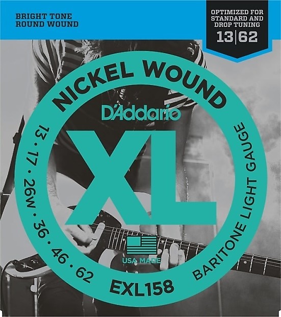 D'Addario EXL158 Nickel Wound Baritone Electric Guitar Strings, Light Gauge image 1