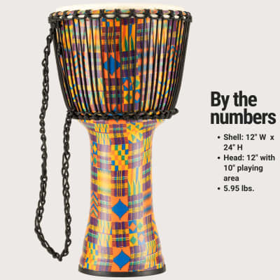 Meinl Percussion PADJ2-L-G 12" Travel Series Djembe, Synthetic Shell & Goat Head, Kenyan Quilt image 6