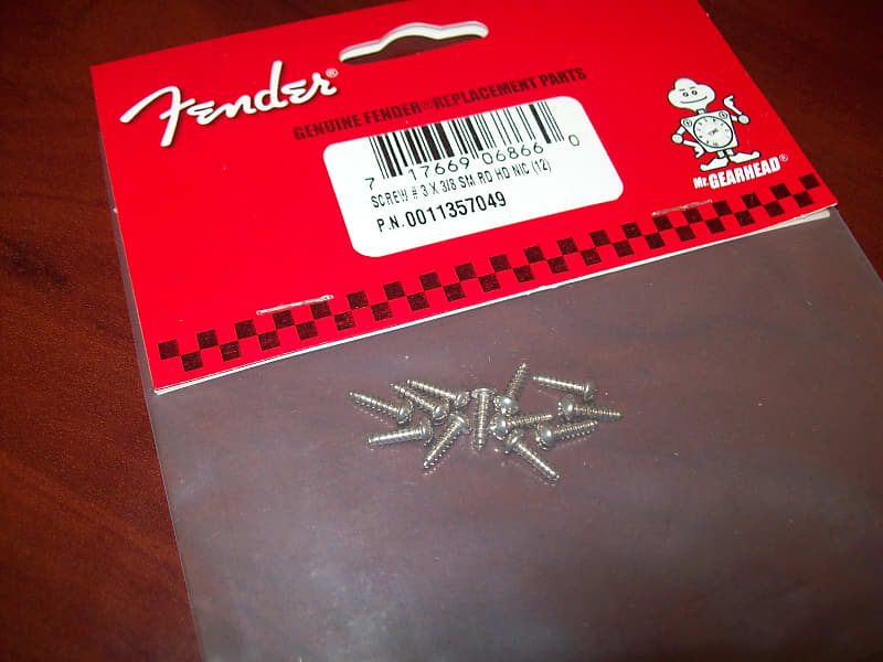 Fender Tuning Key Screws (12) For Vintage Style Tuners, NICKEL, 001-1357-049 image 1