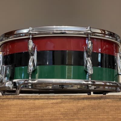 1960's Premier 2001 5.5x14 Mahogany Snare Drum Original Red Black Green Duroplastic 2000 image 12