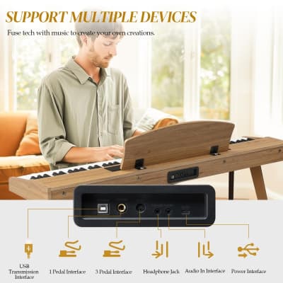 Glarry GPP-203 88 Key Full Size Semi-Weighted Standard Electric Digital Piano with Piano Bench image 4