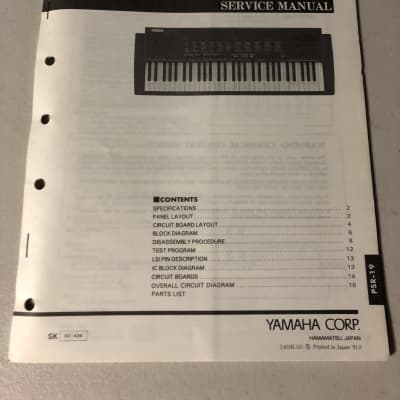 Yamaha  PSR-19 Portatone Service Manual 1991