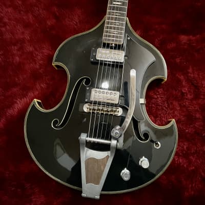 c.1968- Firstman Liverpool 67 MIJ Vintage Semi Hollow Body Guitar “Black” for sale