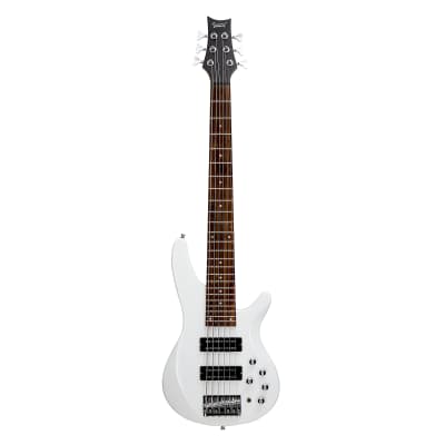 Glarry 44 Inch GIB 6 String H-H Pickup Laurel Wood Fingerboard Electric Bass Guitar with Bag and other Accessories 2020s - White image 5