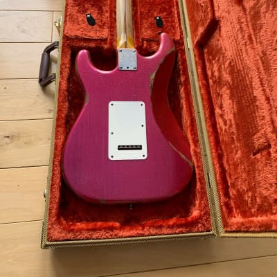 American Fender Stratocaster Relic Pink Magenta Sparkle Colorshift with Custom Shop 69's Pickups image 5
