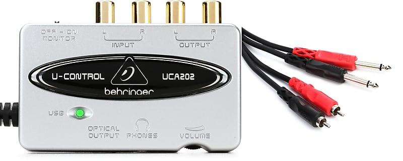 Behringer U-Control UCA202 USB Audio Interface  Bundle with Hosa CPR-202 Stereo Interconnect Cable - Dual 1/4-inch TS Male to Dual RCA Male - 6.6 foot image 1