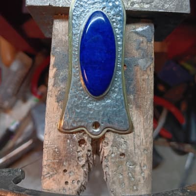 Les Paul Replacement truss rod cover - Sterling silver and Lapis Lazuli image 1