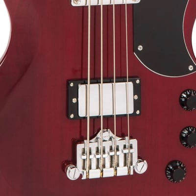 Vintage VS4 ReIssued Bass Guitar - Cherry Red image 3