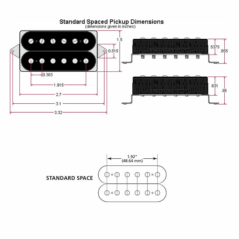 NEW DiMarzio DP212 EJ Custom Bridge Guitar Humbucker Standard Spaced - BLACK