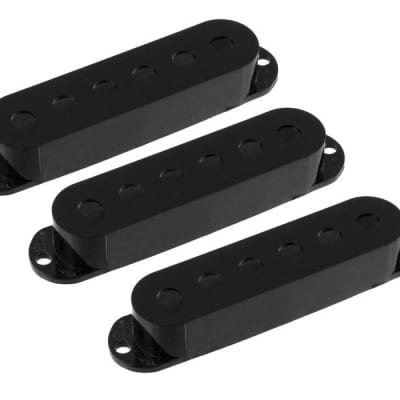 Allparts PC-0406 Set of 3 Plastic Pickup Covers For Stratocaster - Black image 1