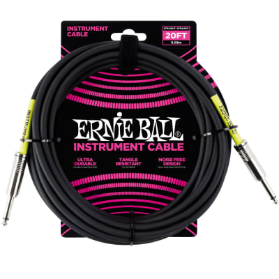 Ernie Ball 20' Straight / Straight Instrument Cable - Black image 1