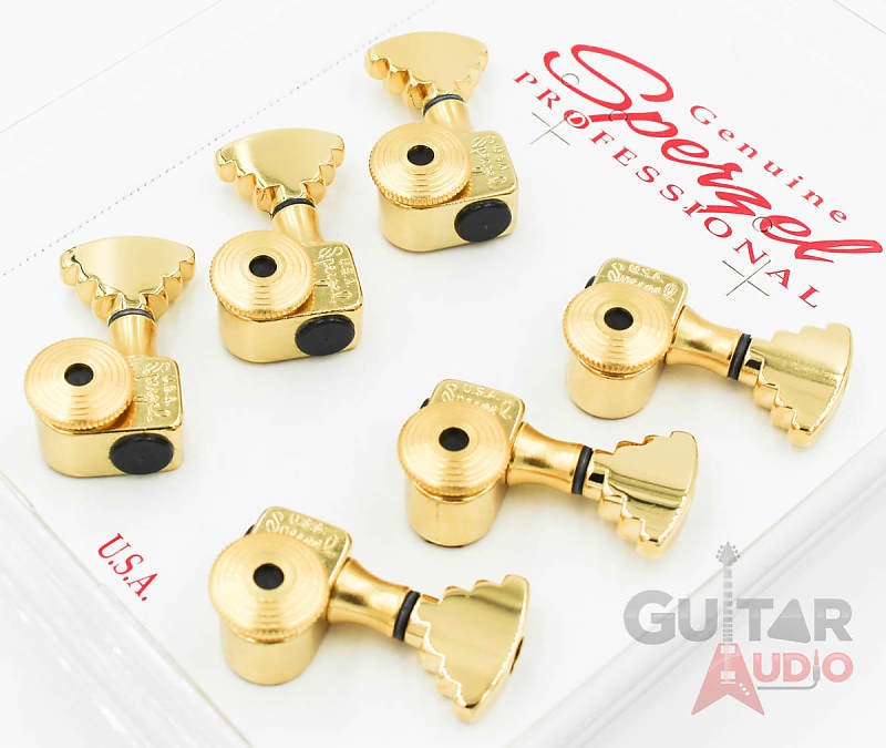 Sperzel 3x3 STEP BUTTON Trimlok 3-Per-Side Locking Guitar Tuners - GOLD  PLATED